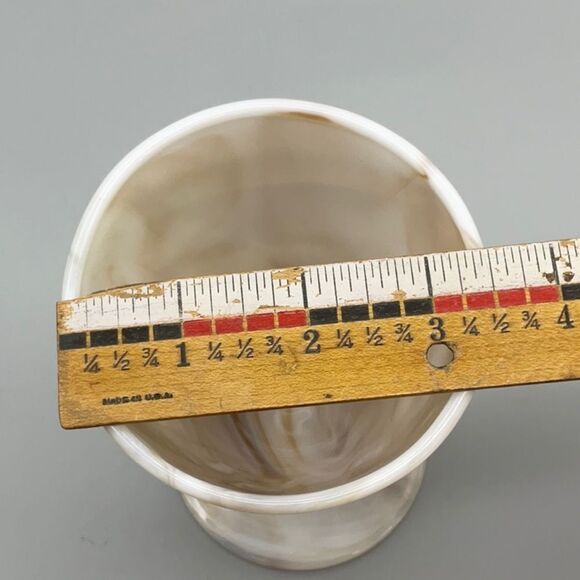 Vintage Slag Glass Goblet Vase Carmel Swirl - Picture 11 of 15